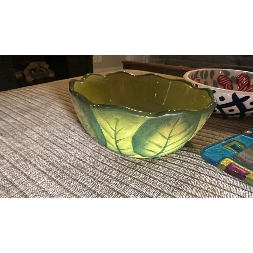 Set of 3 Colorful Appetizer Snack Dip Bowls Glass & Ceramic Crab Easter Party